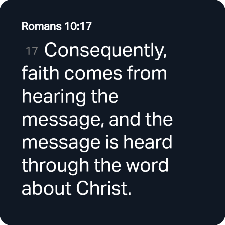 Bible Verse of the Day with you!

Romans 10:17 NIV
[17] Consequently, faith comes from hearing the message, and the message is heard through the word about Christ. 

bible.com/bible/111/rom.…