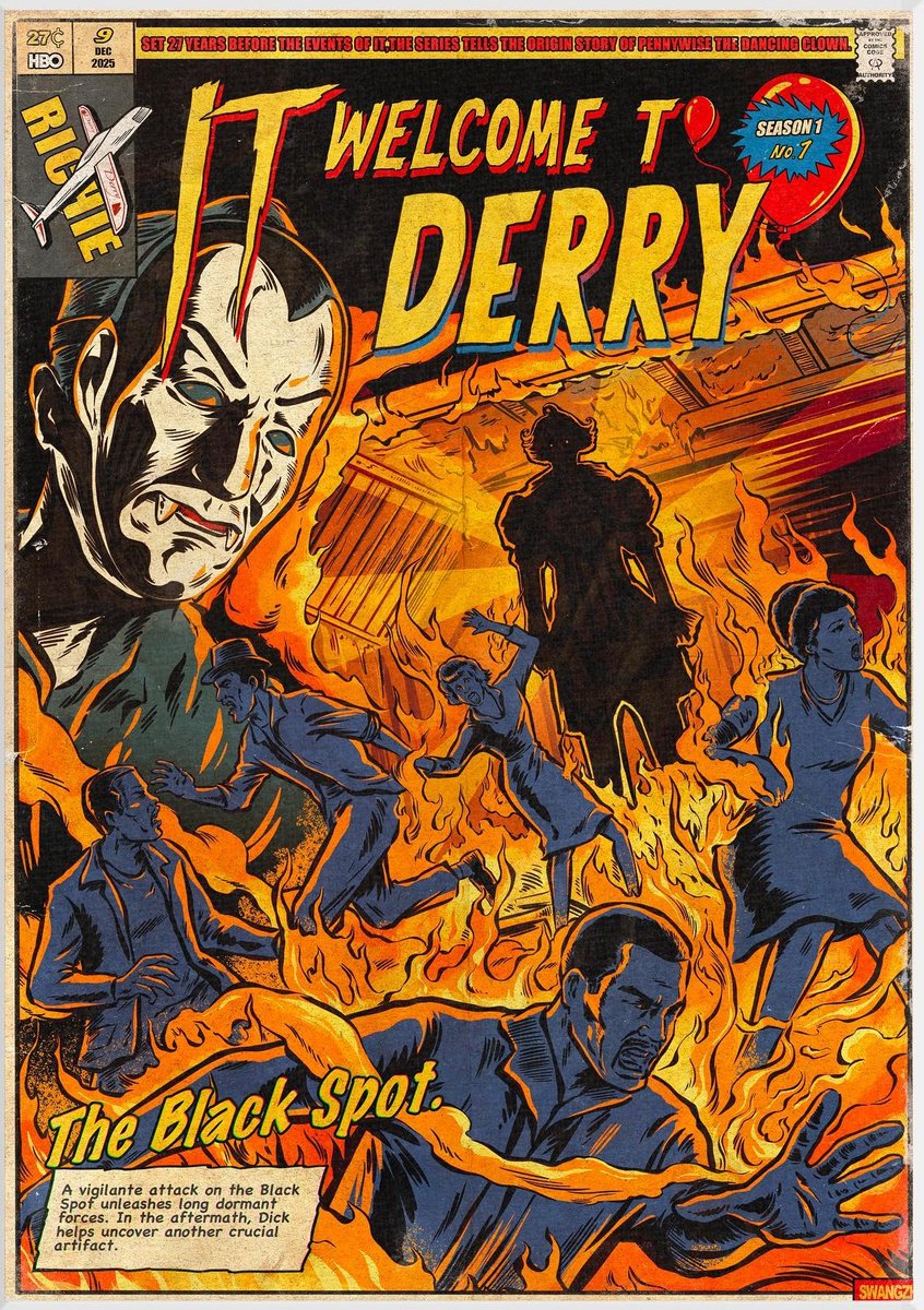 TMidnightClub's tweet photo. Estos fueron los pósters hechos por Swangzhel para los últimos episodios de 'It: Welcome to Derry'. Una belleza horrorífica, me encantaron. https://t.co/ALvowcqM74