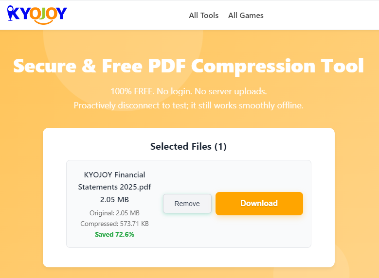 andykyojoy's tweet photo. Original file 2.05MB Compressed file 573.7KB Saved 72.6% space.  Free and no registration. try it: https://t.co/uMrzOndWz5  #pdfhacks #pdfcompression https://t.co/bysMRhuWy7