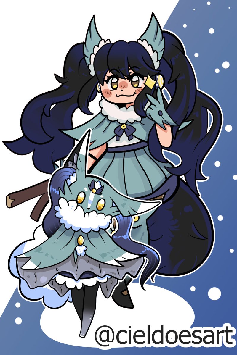 ❄️A Pokemon Fushion and their Trainer for <a href="/Inuseiko/">Inuseiko</a>❄️

A fun little piece I did for Inuseiko!! Thank you so much for commissioning me. I really enjoyed drawing a fusion Pokémon and may do more in the future!!💕