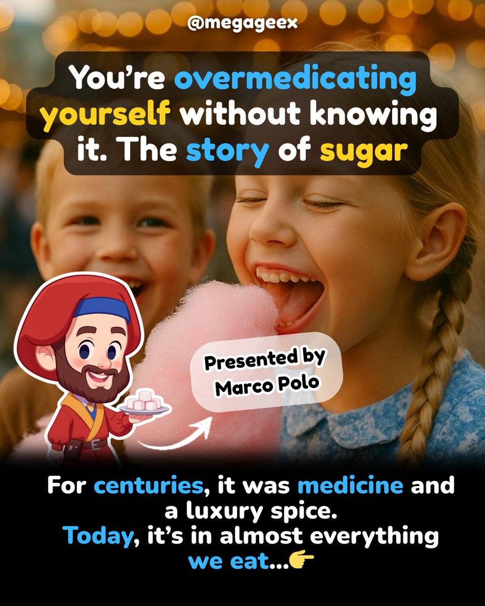 MegaGeex's tweet photo. Sugar wasn’t always a treat.

For centuries, it was medicine — rare and carefully measured.
Once it became cheap, it became invisible.

Today it’s everywhere, and its impact isn’t instant — it’s cumulative.

Understanding the past helps us question the present.

#Sugar https://t.co/P3YJf8nI7N