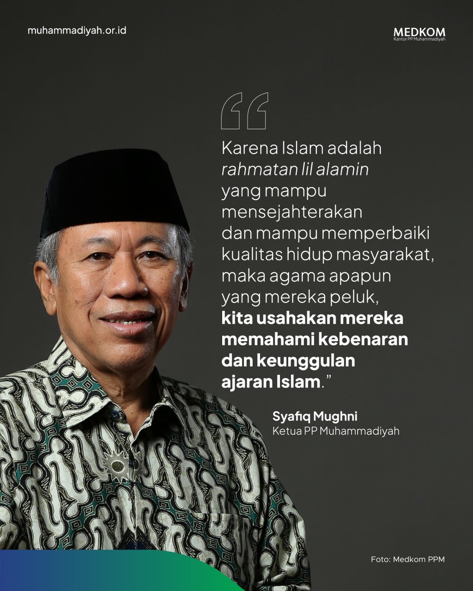 muhammadiyah's tweet photo. Muhammadiyah mengimplementasikan kebaikan ajaran Islam bukan hanya untuk sesama Muslim, tapi juga untuk semua. Karena kerahmatan islam bagi seluruh alam.
#RahmatanLilAlamin #Rahmatullah #IslamBerekamajuan https://t.co/OHpJBNWlE2