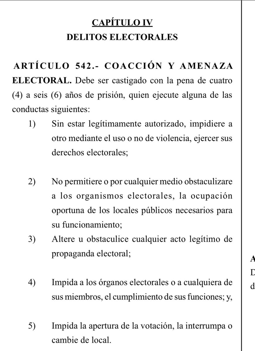 manton15's tweet photo. Chiquita, leer ayuda… pero leer la ley ayuda todavía más. Artículo 542 del Código Penal, para que no digan que es invento.

Nadie está discutiendo si integrar mesas es “obligatorio” o no. El problema es otro, y es más grave: obstaculizar, deslegitimar y presionar al proceso electoral ES DELITO.

Piden voto por voto, pero boicotean el Escrutinio Especial. Exigen transparencia,
pero llaman a desconocer a los órganos electorales. Hablan de democracia, pero promueven coacción y caos.

La ley es clara, y no se suspende porque no les guste el resultado.  Después no digan que nadie les advirtió.

Lean. Respeten. Y dejen de empujar al país al borde.✌️
