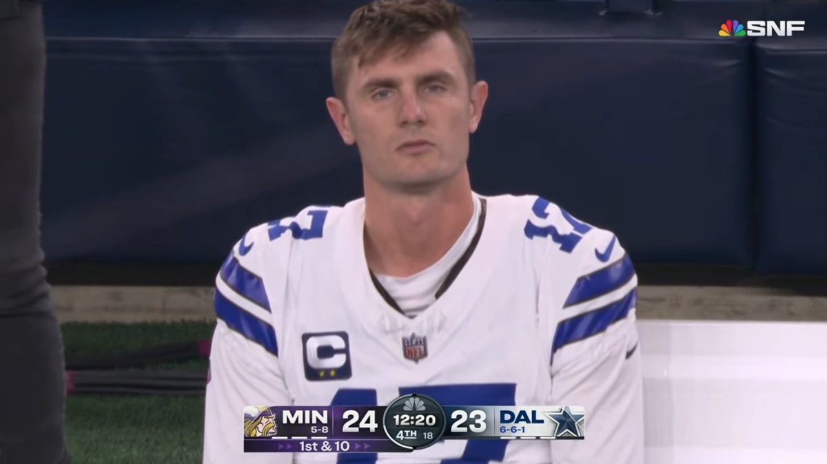 Brandon Aubrey has missed two kicks tonight.
He entered this game with just two misses all season.