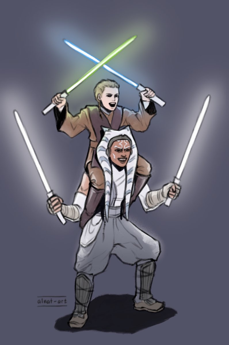 alnat_art's tweet photo. Ultimate Jedi fighting stance 

#starwars #ahsokatano #anakinskywalker #reversepadawanAU https://t.co/1TTrjjJKRD