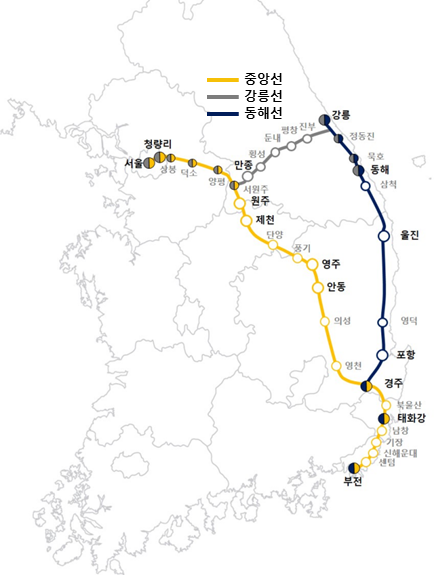국토교통부 중앙선·동해선 KTX-이음 투입 안내 이미지
