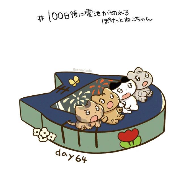 100日後に電池が切れるぽけっとねこちゃん(再) day64 今日も1日お疲れさまです