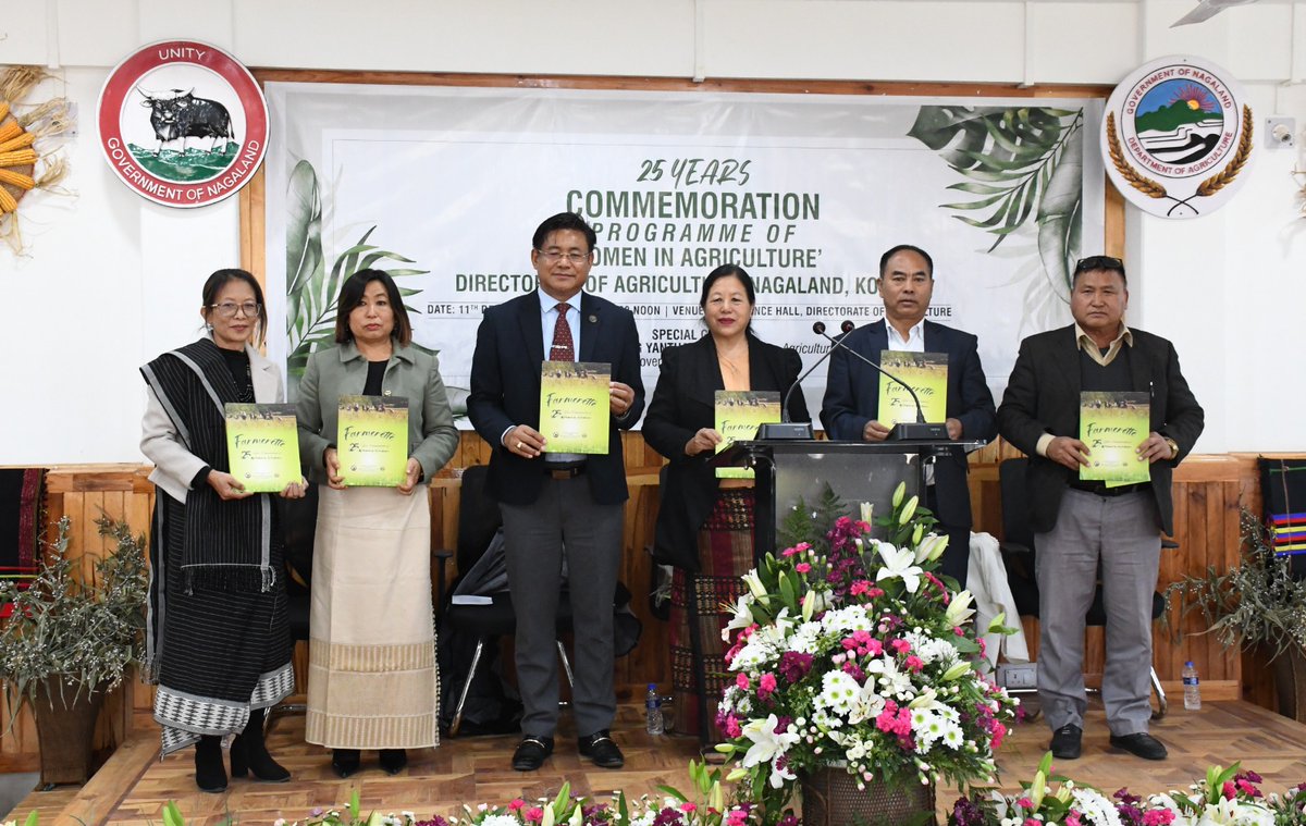 AgriNgl's tweet photo. Celebrated the 25th years  Commemoration of Women in Agriculture at Directorate of Agriculture, Kohima on Dec 11. Hon'ble Advisor of Agriculture Shri.@Mhathung Yanthan graced the occasion as the Special Guest.#Farmerette -A  Souvenir magazine marking the occasion was  unveiled. https://t.co/YeRYIVJctZ