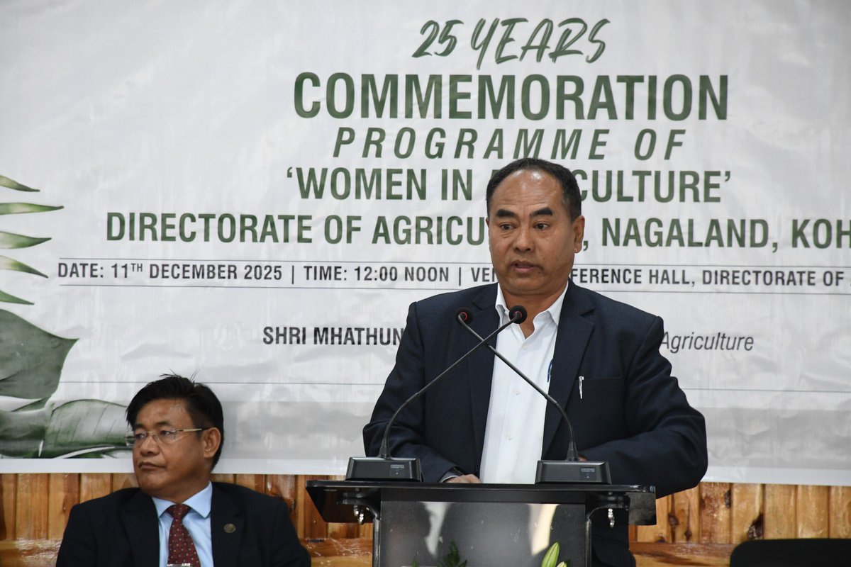 AgriNgl's tweet photo. Celebrated the 25th years  Commemoration of Women in Agriculture at Directorate of Agriculture, Kohima on Dec 11. Hon'ble Advisor of Agriculture Shri.@Mhathung Yanthan graced the occasion as the Special Guest.#Farmerette -A  Souvenir magazine marking the occasion was  unveiled. https://t.co/YeRYIVJctZ