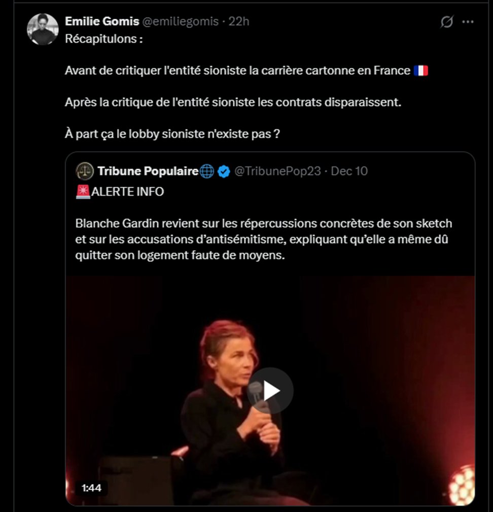 Variations sur un thème en "victime-du-lobby-sioniste" Majeur

(Captures écran glanées chez <a href="/cohaerentiaT/">Cohaerens</a> )