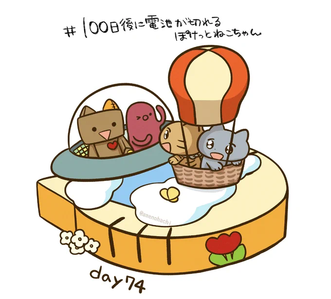 100日後に電池が切れるぽけっとねこちゃん(再) day74 今日も1日お疲れさまです