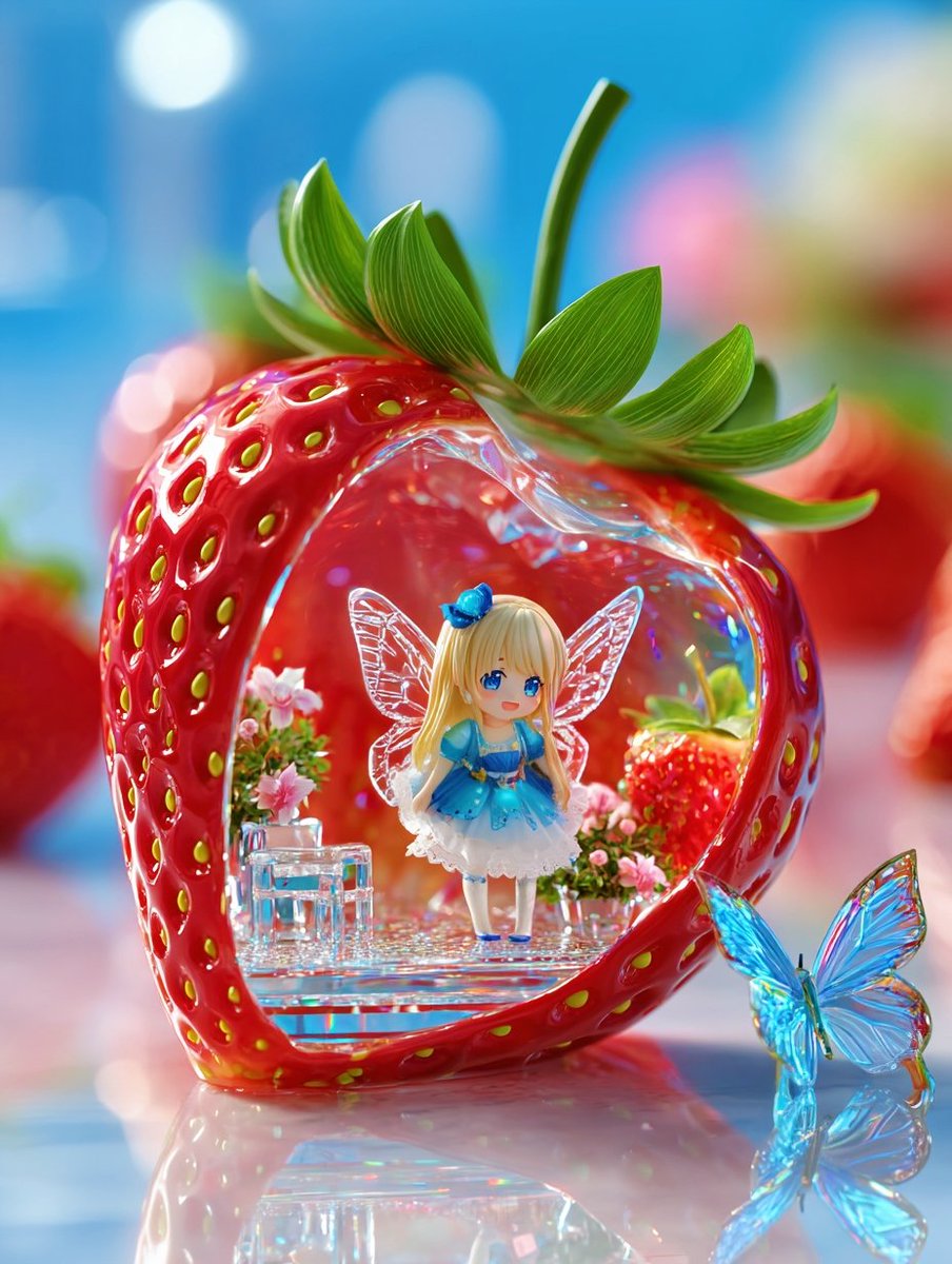 今日は「いちごの日🍓」 久しぶりにいちごの中の妖精さんを作ってみた