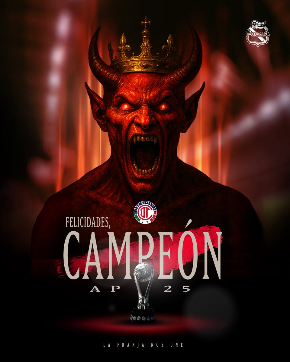ClubPueblaMX's tweet photo. Felicidades @TolucaFC 🔥😈 por el bicampeonato. 🏆 

¡Nos vemos pronto en el Cuauhtémoc! 😎👊🏻

#LaFranjaNosUne🎽 https://t.co/WtrbN1UHoL