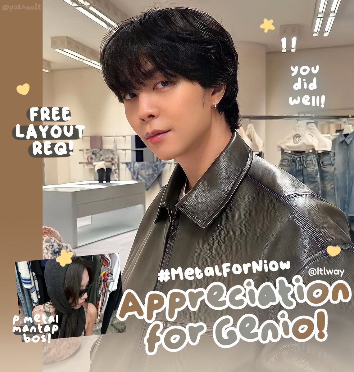 potraait's tweet image. help repost ya, thankchu! 🧸

hari ini (15/12) aku ada 4 SLOT FREE LAYOUT BY REQ katalog attention &amp;amp; series dalam rangka appreciation for genio @Itlway throughout this year #MetalForNiow 🏅⭐🤟🏻
 
🍞 @ 19.15 wib
🍥 by DM 

#zonauang