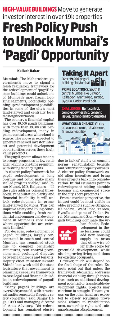 KailashBabar_'s tweet photo. With 13,000 #Pagdi #properties awaiting revamp in south, central #Mumbai, #Maharashtra govt plans new framework to cut #legal, #financial barriers, unlocking #redevelopment potential
https://t.co/iwk20jQIv1 @EconomicTimes #RealEstate #UrbanPlanning #Infrastructure #Housing https://t.co/pNCcCH0mip