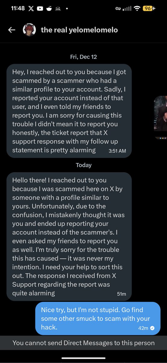 Doubt anyone is going to see this, but I believe this person's account got hacked. And the hacker tried to scam me.