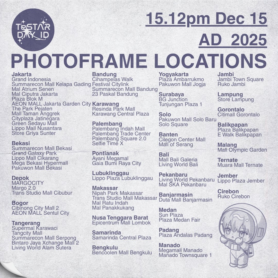 📡 Moondae to you, Moondae to Earth, do you copy? 

Seatbelts on! Our beautiful journey to the moon starts now 🚀✨

📆 15–28 Dec
📍 <a href="/selfietimeid/">Selfie Time ID</a>

Don’t forget to snap your moment, tag @TeSTAR_ID &amp; use hashtag: 

#LoveYoutoTheMOON #HappyMoondaeDay2025
#문대_투워스_아이러뷰