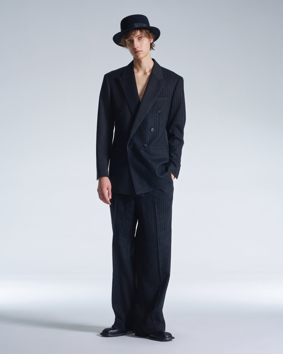 ☆ ハリソン・ウォン HARRISON WONG ストライプ柄 1Bジャケット HARRISON WONG Fall Winter 2025-26 MENSWEAR Striped Wool Wide Leg