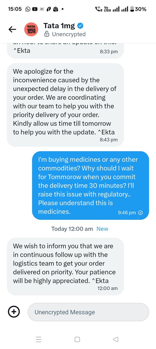 UrfiHaideKazmi's tweet image. .@1mgOfficial it's now more than 24 hrs. Medicines still not delivered.  #customerHelp #CustomerService #media