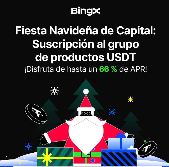 🎄 ¡Llega el #XmasWealthFeast de #BingX!   
💰 Evento global  para ganar hasta 66% APR con suscripciones grupales en USDT
⏰ Del 8 al 29 de diciembre
🌍 Abierto a todos los usuarios del mundo
 🤝 Únete al grupo, invita amigos y construyan riqueza juntos: bingx.com/en/wealth/grou…