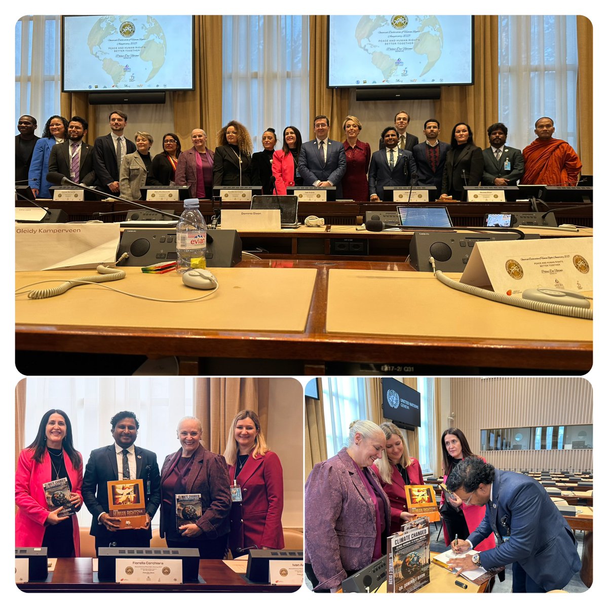 DominicFDixon's tweet photo. I was deeply honored to have the European Presidential Book Launch of my work, Climate Changed: Global Warming to Global Boiling, held at the United Nations Office in Geneva, at an event graciously hosted by the Italian delegation of Organizzazione per i Diritti Umani e la Tolleranza, distinguished advocates of human rights and tolerance.

The book was very well received, particularly as it stands out as the only technical book on climate change that also includes a dedicated chapter on faith, integrating ethical and moral reflection with scientific analysis. The book was endorsed by world leaders and formally released at COP28 in Dubai, affirming its global relevance.

I was also pleased to present a copy of the book to the library of the @genevadiplomacy Geneva Of Diplomacy (GSD), received by its erudite member of the Board, Dr Rakesh Krishnan. GSD is a premier institution in Geneva, Switzerland, committed to shaping future diplomats and global leaders.

I am deeply grateful to my dear friend Chris Carr, CEO of Steeltex and Kristine Carr, whose support and belief in this work made the publication of this book possible.