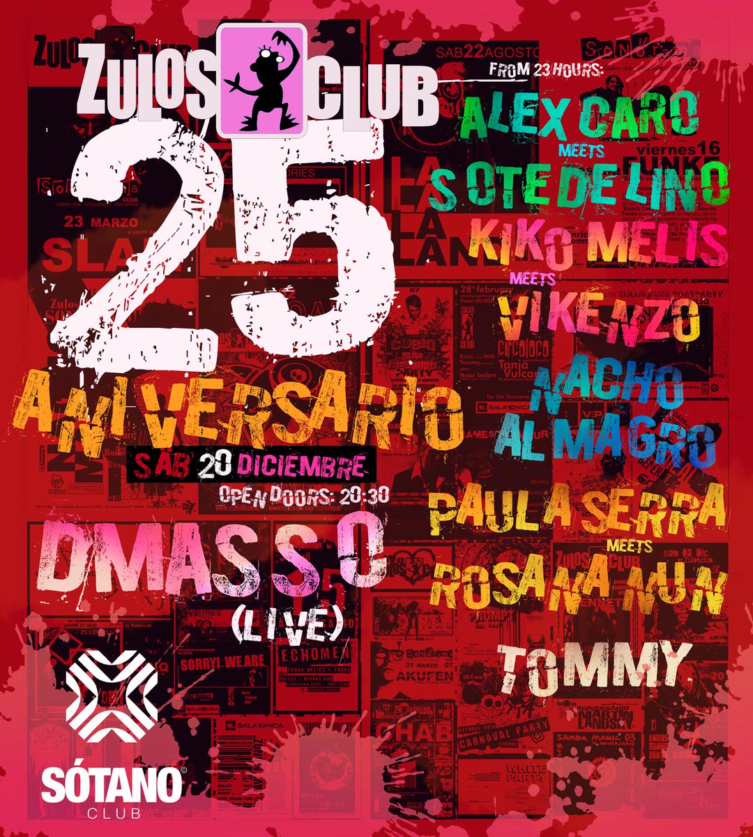 Este Sábado, 20.12
>25 Aniv. Zulos Club, Sotáno Club<
#HouseDelCaro #DanceLikeNobodysWatching