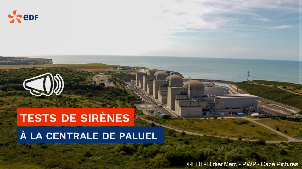EDF_Paluel's tweet photo. Aujourd'hui à midi, comme chaque premier mercredi du mois : tests des sirènes d'alerte à la centrale #nucleaire de #Paluel. Pas d'inquiétude ! https://t.co/MqtMxgQnqC