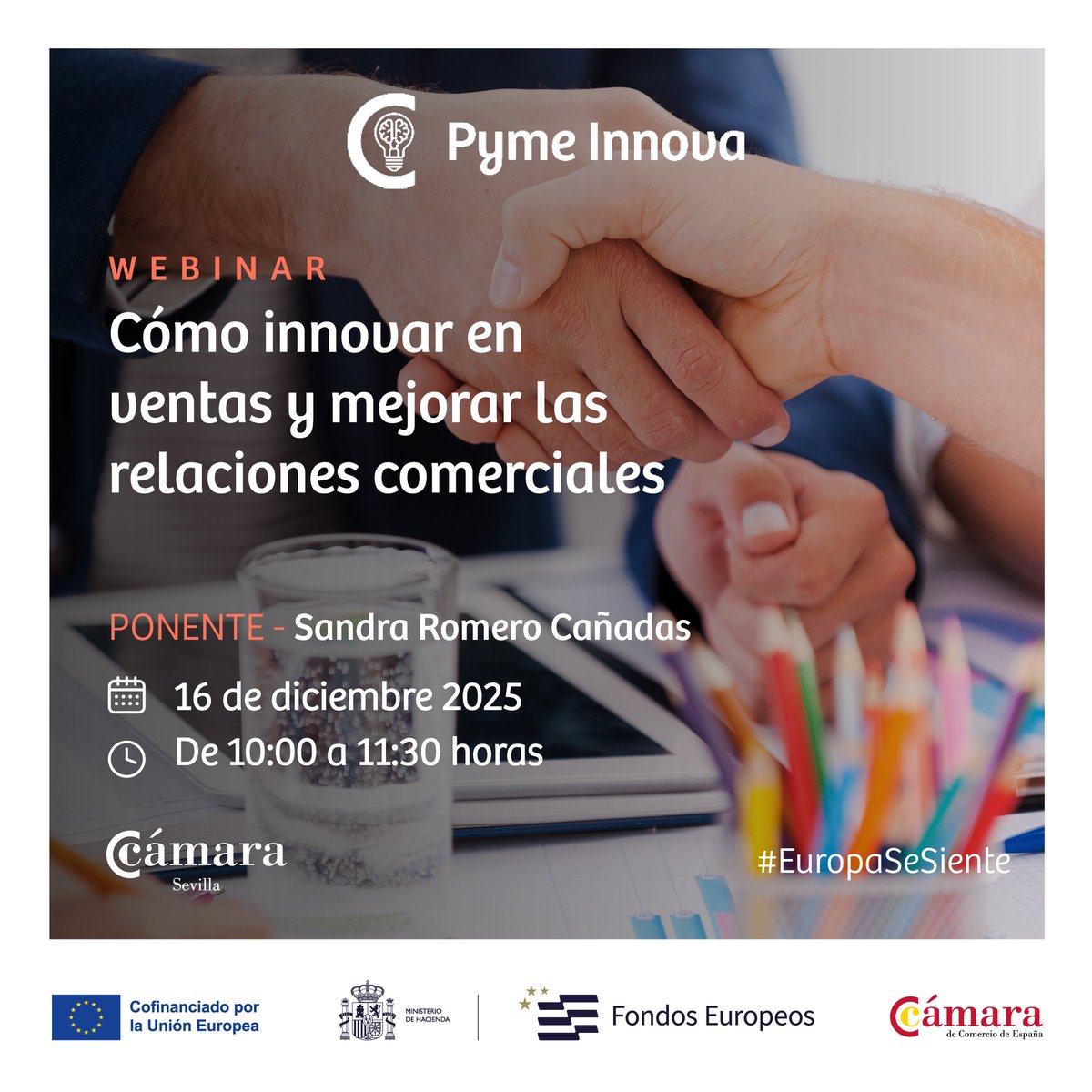 camaradesevilla's tweet photo. 💻 ¿Cómo utilizar la #InteligenciaArtificial para impulsar tus #ventas y relaciones comerciales✅?
🎯¡Aprende a utilizar la #IA para hacer #preguntas, #argumentos efectivos de ventas, #emails, #guiones de reuniones y #mensajes persuasivos que te ayudarán en tus #estrategias de ventas!
📅Mañana 16 de diciembre, a las 10:00h, con #PymeInnova. ¡Aprovecha este taller y domina la IA! Más información e inscripciones en ⤵️
https://t.co/2q2OLbd49b
Programa cofinanciado por el Fondo Europeo de Desarrollo Regional #EuropaSeSiente #FondosEuropeos @FondosUE_Esp
#Innovación #Ventas #NetworkingSevilla #CamaraSevilla #IA