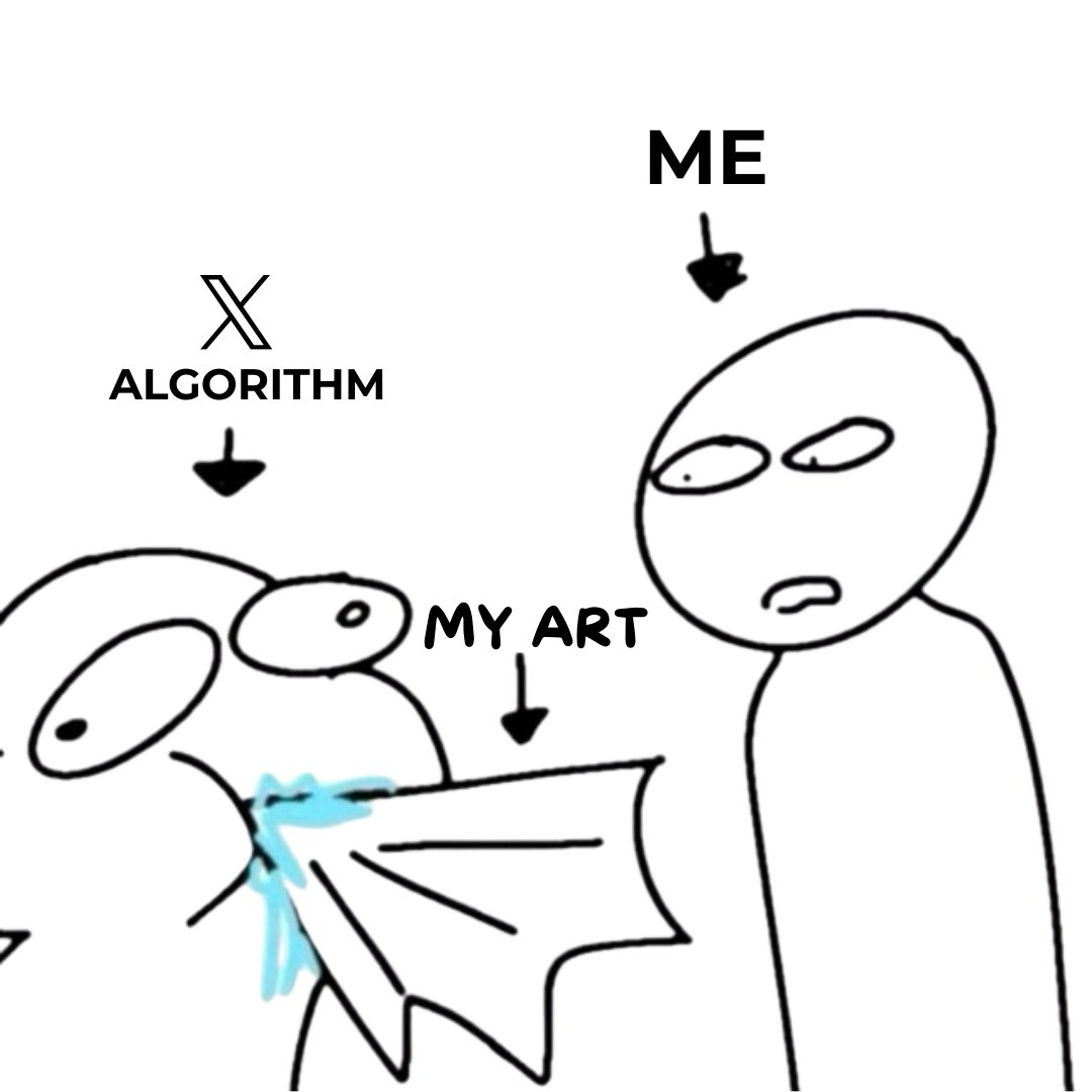 Algorithm X consumes my artwork like this and continues to ignore me 😭
Am I doing something wrong? #smallartist #artmoots 
#vtuber, PLSS purchase my art 🥲