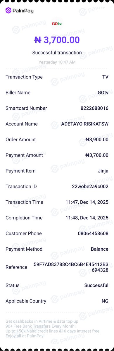 Adetayoh2020's tweet photo. @GOtvNg Kindly see to this. I subscribed 3900 naira yesterday on my mums gotv, smart card number 8222688016 but it's still not showing. https://t.co/ec2SUqpTfh