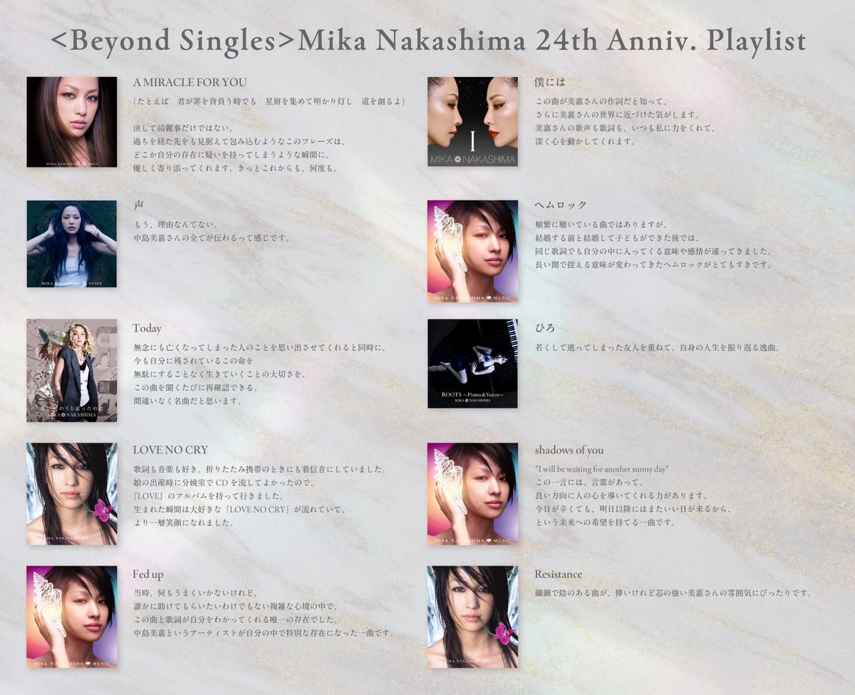 楽曲投票企画「#中島美嘉プレイリスト」の結果が発表になりました