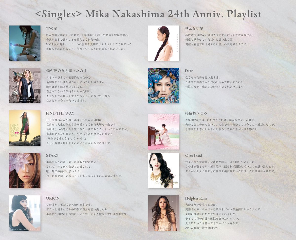 楽曲投票企画「#中島美嘉プレイリスト」の結果が発表になりました