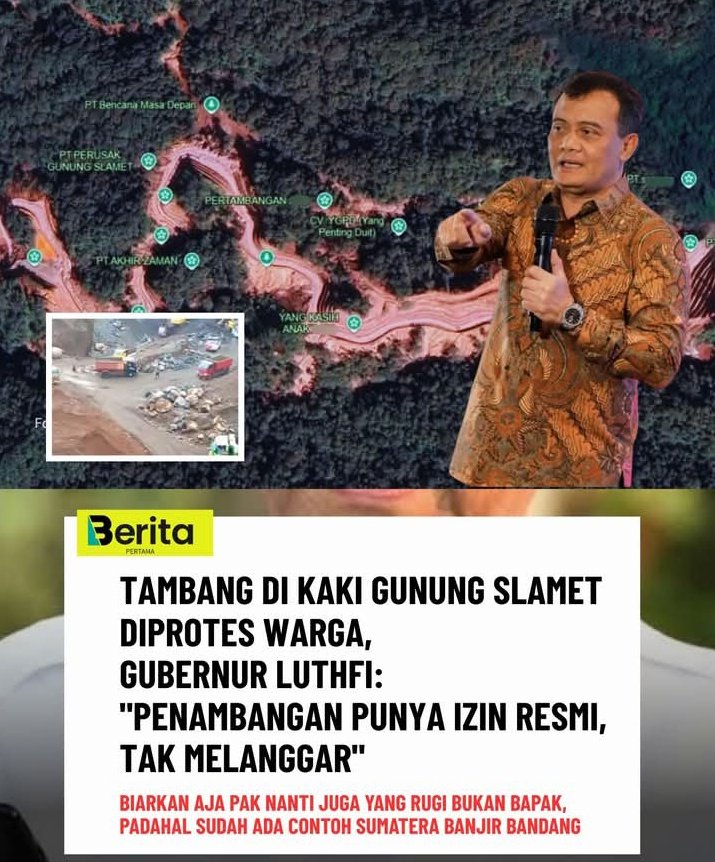 HumorJonTampan's tweet image. HALLO @grok ... 
"SIAPAKAH PEMILIK PERUSAHAAN TAMBANG DI KAKI GUNUNG SLAMET JAWA TENGAH?"

#Ngik