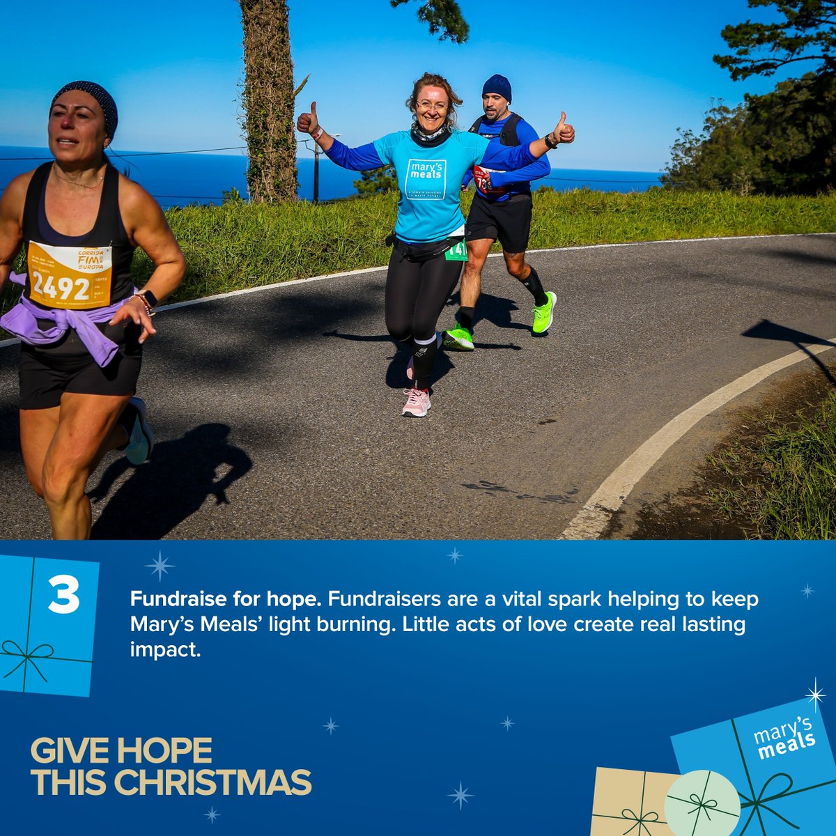 Turn your passion into hope! 🌟

Start a fundraiser and help feed children with Mary’s Meals: bit.ly/48H4Eey

#GiveHopeThisChristmas