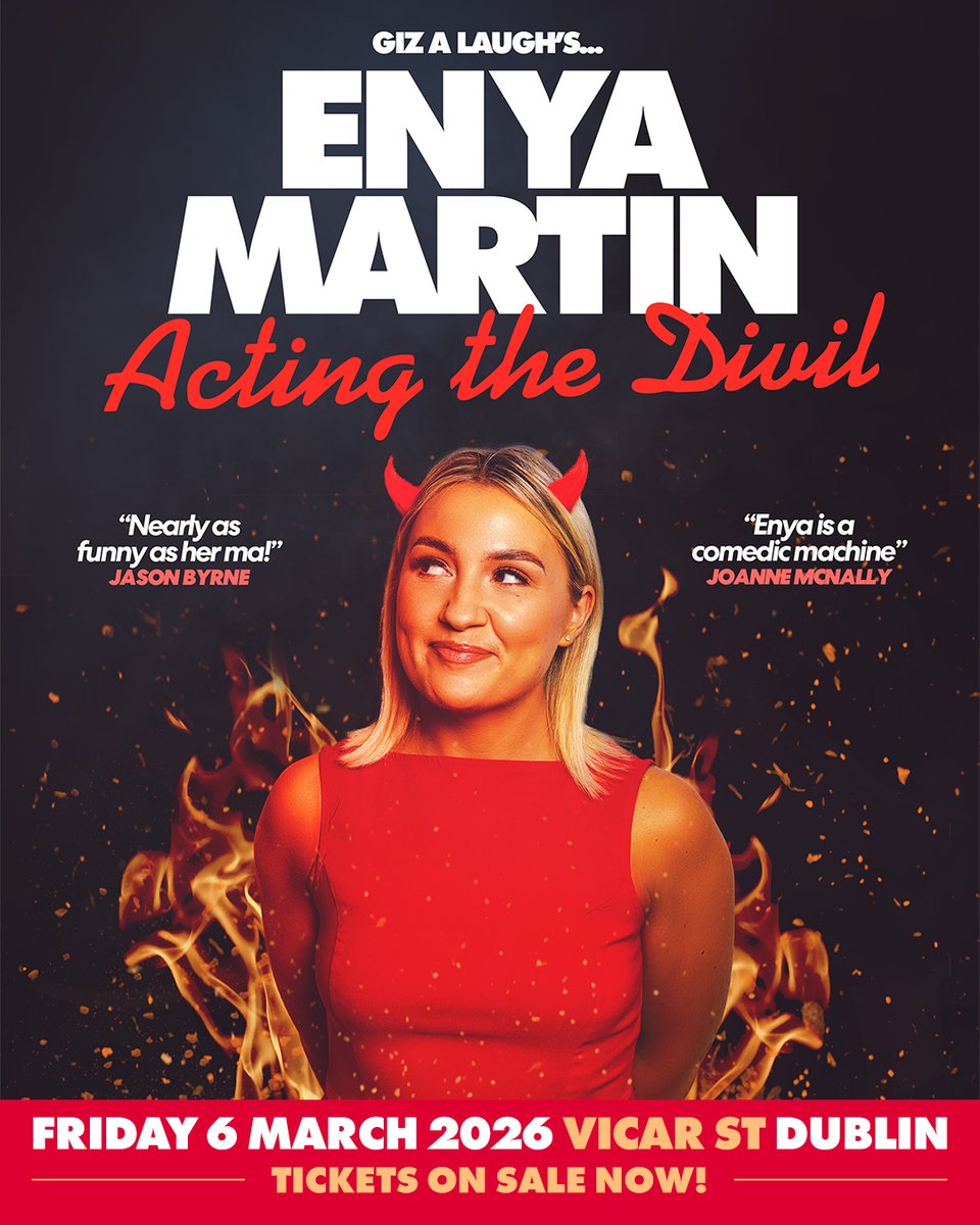 ★ 𝗝𝗨𝗦𝗧 𝗔𝗡𝗡𝗢𝗨𝗡𝗖𝗘𝗗 &amp; 𝗢𝗡 𝗦𝗔𝗟𝗘 ★ ★

Join <a href="/Gizalaughnew/">Enya Martin</a> at <a href="/Vicar_Street/">Vicar St</a> on 06 March 2026 for her new show Acting the Divil, where she explores fitness culture, long-term relationships, and growing up in the 90s😂✨

🎟️ Tickets on sale now bit.ly/44uQpIG