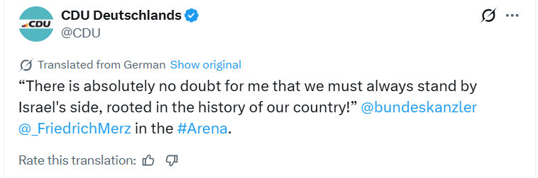 This is a textbook example of a particularist reading of history.  

The lesson from history is not some abstract principle with universal applicability (e.g., "always do this / never do that *to anyone*") but the allegiance to a particular actor ("always stand by X")