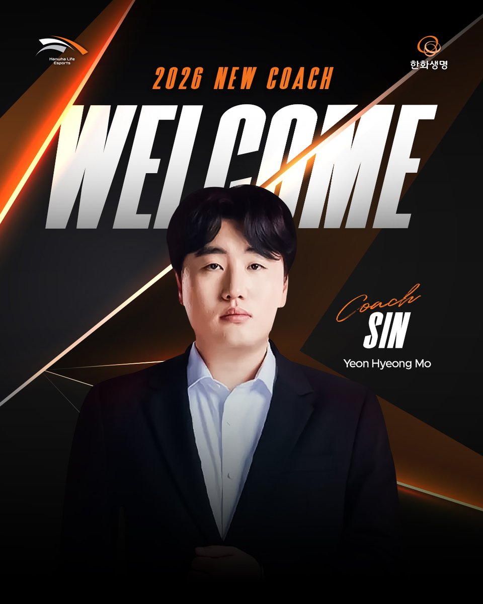 𝗪𝗲𝗹𝗰𝗼𝗺𝗲, 𝗦𝗜𝗡 
2026 시즌, 연형모 코치(SIN)가 한화생명e스포츠에 합류했습니다. 2026 HLE와 새로운 여정을 함께할 SIN 코치에게 따뜻한 환영의 인사 부탁드립니다.

Coach Yeon “SIN” Hyeong-mo has joined Hanwha Life Esports for the 2026 season. Please join us in warmly welcoming
