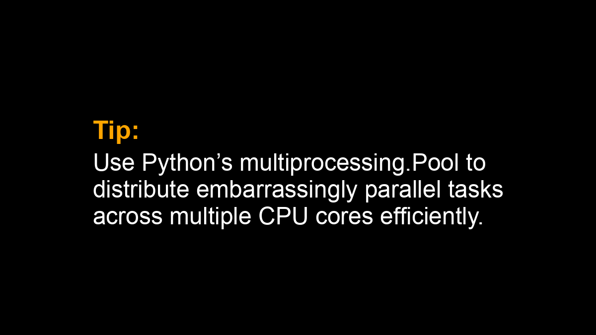 SuperFastPython's tweet image. Tip: Use Python’s multiprocessing.Pool to distribute embarrassingly parallel tasks across multiple CPU cores efficiently.
#Python #Concurrency