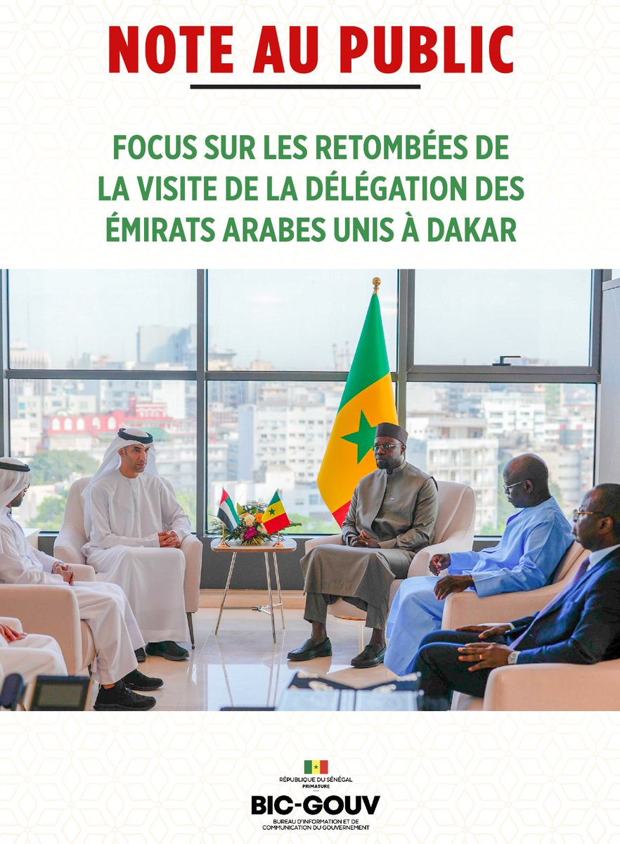 GouvernementSN's tweet image. Note au Public I Focus sur les retombées de la visite de la délégation des Émirats arabes unis à Dakar.

Téléchargez le document ici 🔗 bit.ly/3MyrzS9