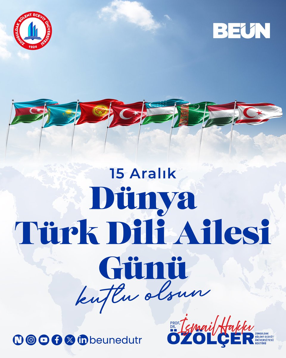 Cumhurbaşkanımız Sayın Recep Tayyip Erdoğan’ın öncülüğünde, UNESCO kararıyla ilan edilen 15 Aralık Dünya Türk Dili Ailesi Günü kutlu olsun. 🇹🇷

Kadim medeniyet mirasımız olan Türkçemizin ve Türkçemizin birbirinden kıymetli lehçelerinin korunması, geliştirilmesi ve uluslararası