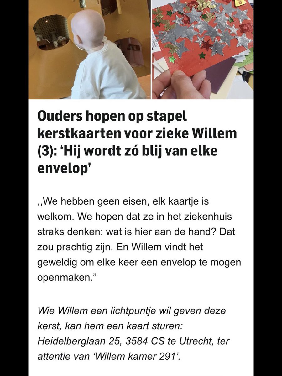Tover ook een stralende glimlach op dat kleine gezicht van de 3-jarige  Willem, die deze kerst vecht tegen een zeldzame vorm van kanker in het  Prinses Máxima Centrum. Zijn familie hoopt dat, image size:900x1199