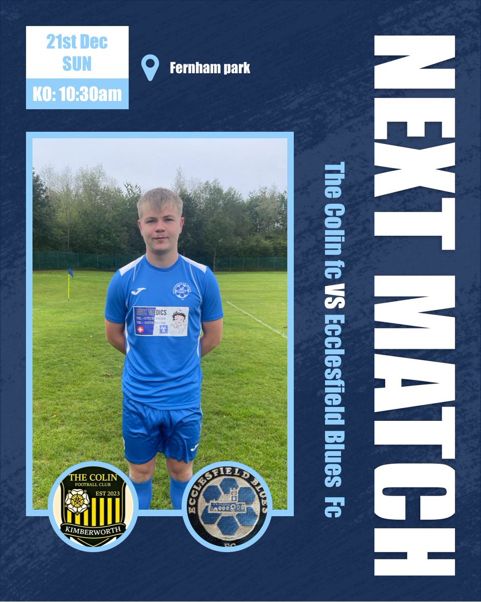 Next up for The Blues before the Christmas break . A trip to face The Colin