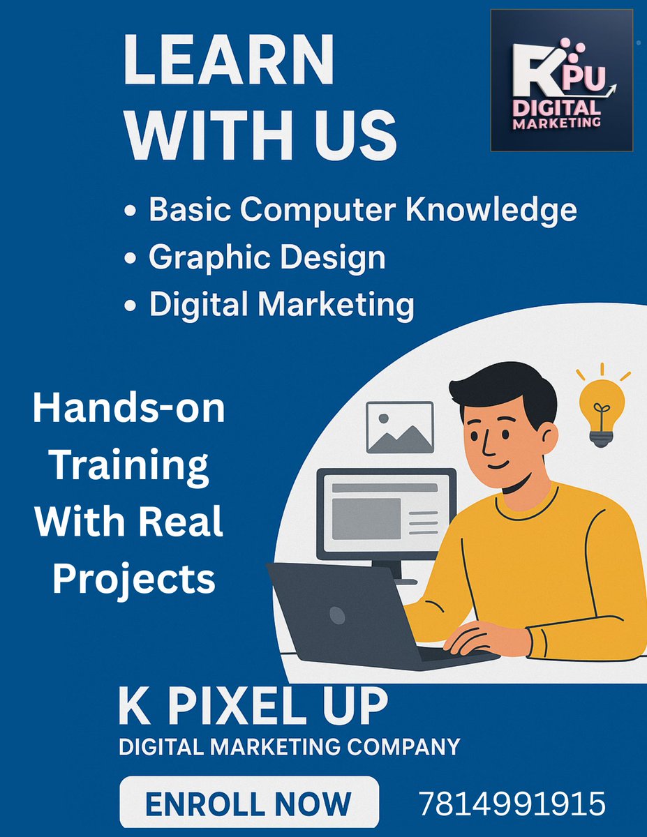 🎓 Learn New Skills – K Pixel Up Admissions Open!
✅ Basic Computer | Digital Marketing | Graphic Design
✨ Practical Training | Experienced Professionals
📅 Till Jan End | Classes Start First Week Feb
📍 Jalandhar Cantt | 📞 7814991915
<a href="/pixel_k27118/">K Pixel Up</a>
