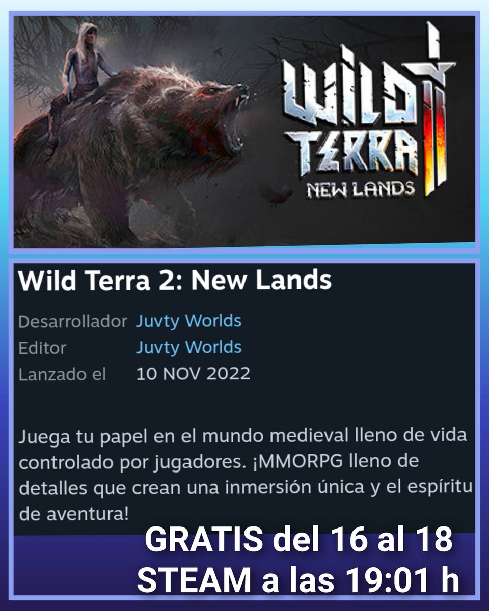 ✅‼️No se te puede escapar‼️

🏆Mañana podrás conseguir totalmente GRATIS este juego en Steam a partir de las 19:00

- Este juego cuesta 33'99 € y mañana puede ser tuyo para siempre totalmente GRATIS 
- Enlace: store.steampowered.com/app/1134700/Wi…

#Steam #pcgaming #FelizLunesATodos #gratis