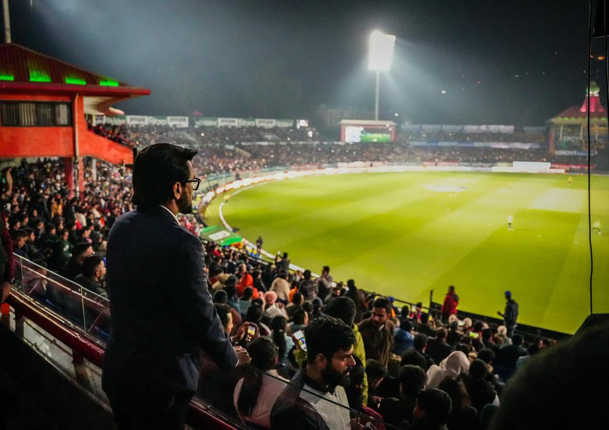 ianuragthakur's tweet photo. Congratulations to Team India for playing so splendidly and aggressively with a now-or-never zeal, defeating South Africa and taking a lead of 2–1 in the five-match series in the most intensely watched men’s cricket match.

Watched our supercharged Team India play at the jam-packed, beautiful, state-of-the-art Dharamshala stadium.