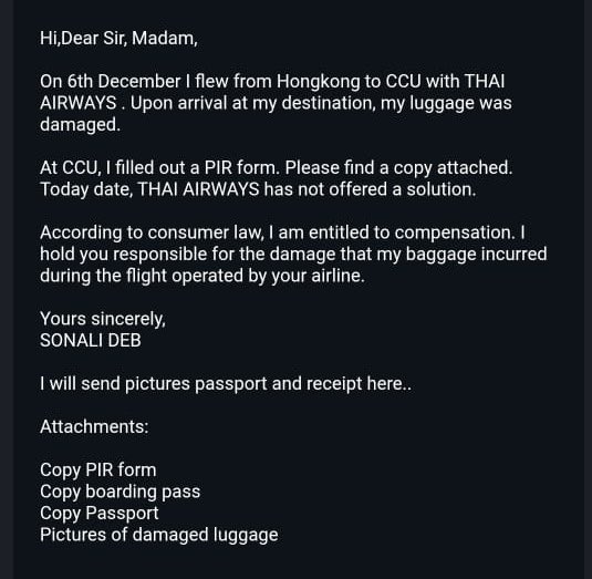 manideep_c's tweet photo. @ThaiAirways On Dec 6, Flew HKG–Kolkata. Filed PIR at @aaikolairport for #damagedluggage received. Despite emails &amp; calls, no #compensation. Demand #urgent action on this. Ref. Imageries attached. @RamMNK @MoCA_GoI plz intervene and expedite this. @narendramodi #PoorService 😡 https://t.co/ZuXVnmvWyB