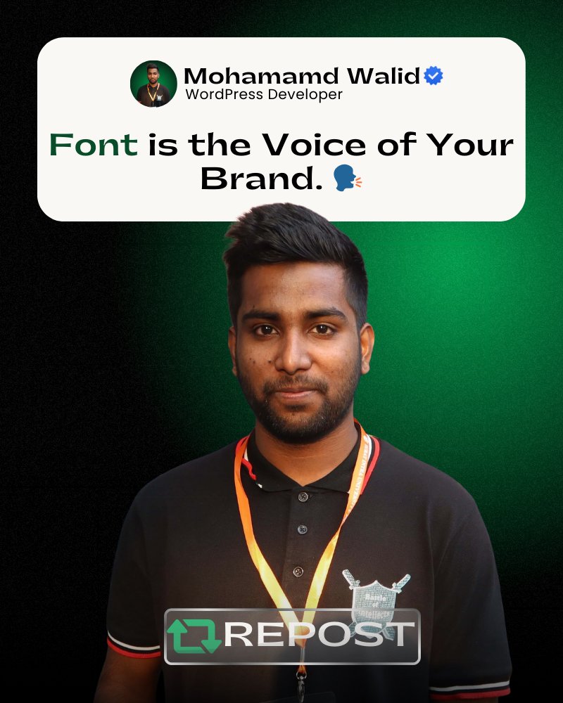 iamthewalid's tweet photo. Your font is the "Voice" of your brand🗣️

❌ Using "Comic Sans" = "We are joking." ✅ Using "Serif" = "We are serious."

Bad typography kills credibility

Rules:

Use max 2 fonts

Ensure high readability

Don't let a bad font ruin a good message

#iamthewalid #Typography #Design https://t.co/LBEZbVoH7g