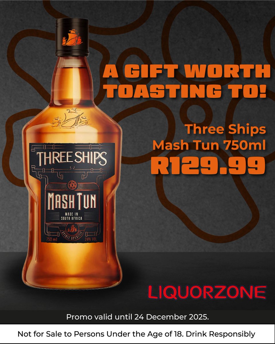🥃 Three Ships Mash Tun 750ml - R129.99
Perfect for a festive treat, graduation gift, or relaxing with family and friends.

📍 Find your nearest store: liquorzone.co.za/store-directory
Promo valid until 24 December 2025.

#LiquorZoneGifting #ThreeShips #LiquorDeals #FestiveSeason
Ts &amp; Cs