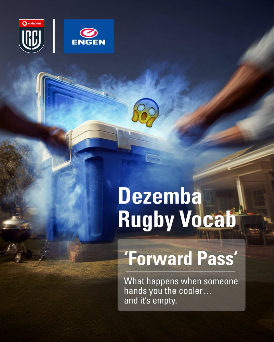URC derbies loading. Braai-time.​
Everything’s vibing, until someone commits the ultimate offence: an empty cooler handover. ​

Forward Pass!​
Stay ready.  Stay cool.  URC Derby season is coming.​
Head to a Quickshop before gametime. ​

#URC #EngenRugby #Dezemba #BraaiCulture