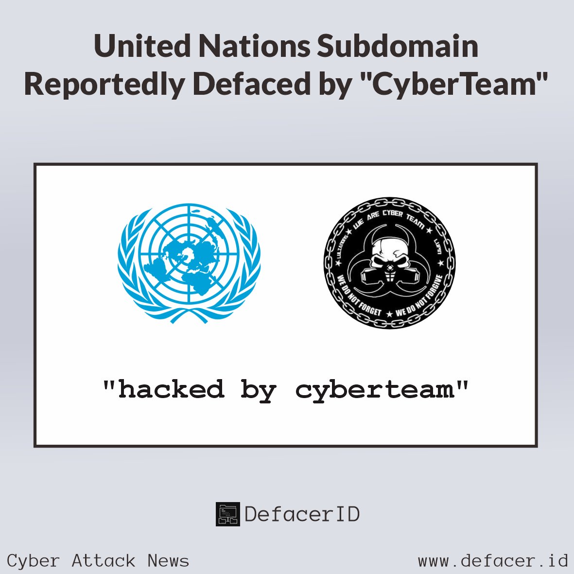 United Nations Subdomain Reportedly Defaced by CyberTeam (<a href="/cyberteam2009/">CyberTeam</a>)

Read more: news.defacer.id/united-nations…
Telegram: t.me/CyberAttackArc…